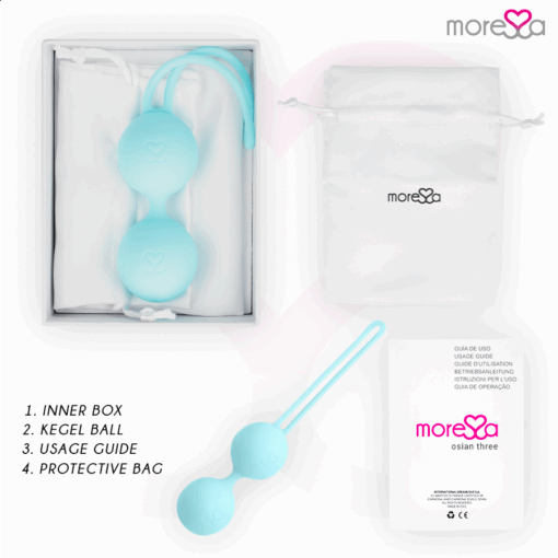 MORESSA - OSIAN THREE ENTRENAMIENTO SUELO PELVICO 85 gr PREMIUM SILICONA TURQUESA - Imagen 6