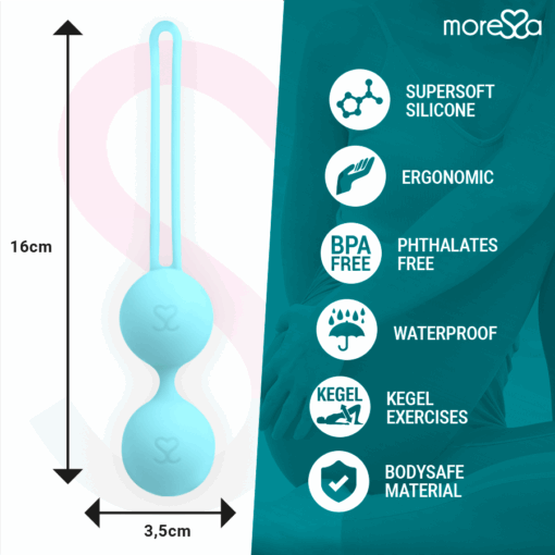 MORESSA - OSIAN TWO ENTRENAMIENTO SUELO PELVICO 101gr PREMIUM SILICONA TURQUESA - Imagen 4