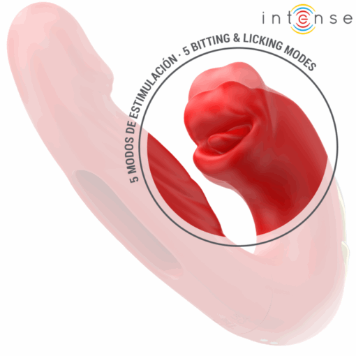 INTENSE - NATHY VIBRADOR DOBLE CON BOCA ESTIMULADORA MULTIFUNCIÓN ROJO - Imagen 5