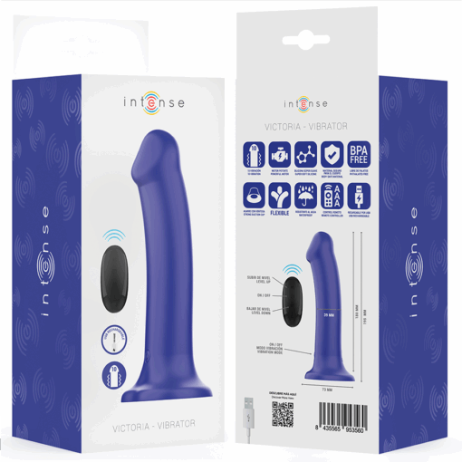 INTENSE - VICTORIA VIBRADOR CON VENTOSA 10 VIBRACIONES AZUL OSCURO CONTROL REMOTO - Imagen 8