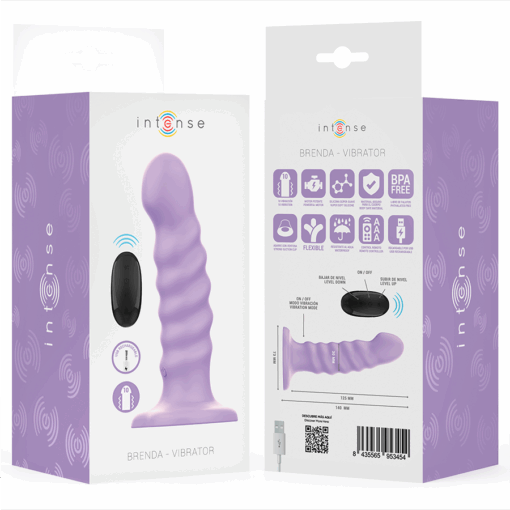 INTENSE - BRENDA VIBRADOR TALLA M DISEÑO EN ESPIRAL 10 VIBRACIONES MORADO CONTROL REMOTO - Imagen 8