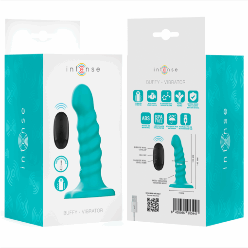 INTENSE - BUFFY VIBRADOR TALLA S DISEÑO EN ESPIRAL 10 VIBRACIONES AZUL CONTROL REMOTO - Imagen 8