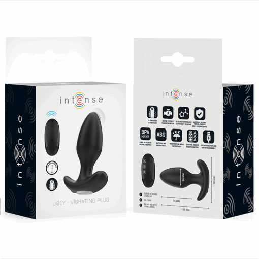 INTENSE - JOEY PLUG ANAL 10 VIBRACIONES NEGRO CONTROL REMOTO - Imagen 7