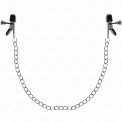 KINK - PINZAS PARA PEZONES PLANAS NEGRO CON CADENA PLATEADO 34 CM