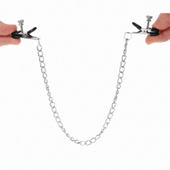 KINK - PINZAS PARA PEZONES PLANAS NEGRO CON CADENA PLATEADO 34 CM - piKanteo | Despierta tu lado más piKante