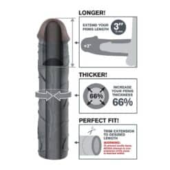 FANTASY X- TENSIONS - MEGA 3 EXTENSIÓN NEGRO PARA EL PENE - piKanteo | Despierta tu lado más piKante