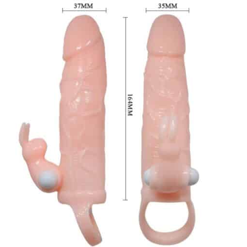 BAILE - BRAVE MAN FUNDA PENE CON RABBIT VIBRADOR 16.5 CM NATURAL - Imagen 4