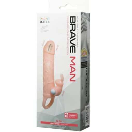 BAILE - BRAVE MAN FUNDA PENE CON RABBIT VIBRADOR 16.5 CM NATURAL - Imagen 8