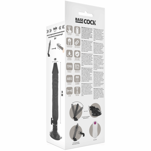 BASECOCK - VIBRADOR REALÍSTICO CONTROL REMOTO NEGRO 20 CM -O- 4 CM - Imagen 5