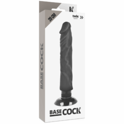 BASECOCK - VIBRADOR REALÍSTICO 2-1 NATURAL NEGRO 20 CM -O- 4 CM - piKanteo | Despierta tu lado más piKante