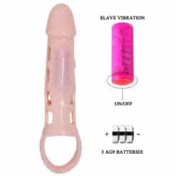BAILE - FUNDA EXTENSORA PENE CON VIBRACIÓN Y STRAP NATURAL 13.5 CM - piKanteo | Despierta tu lado más piKante