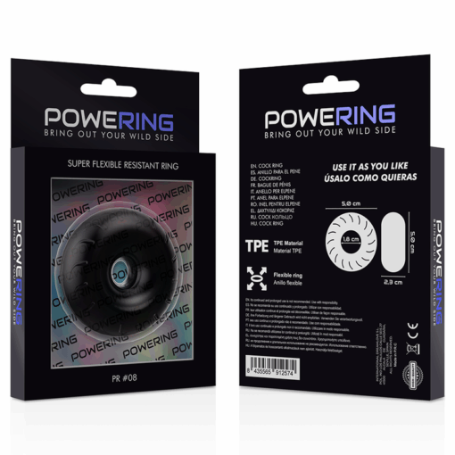 POWERING - SUPER FLEXIBLE Y RESISTENTE ANILLO PENE  5CM PR08 NEGRO - Imagen 10