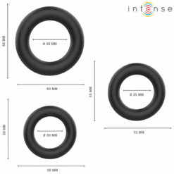Comprar INTENSE - HUGH 3 ANILLOS BÁSICOS PARA PENE SILICONA NEGRO al mejor precio - Envíos Discretos