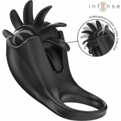 Comprar INTENSE - MABEL ANILLO VIBRADOR 10 VIBRACIONES CON ESTIMULADOR DE CLÍTORIS NEGRO al mejor precio - Envíos Discretos