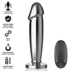 Comprar INTENSE - PLUG ANAL 10 VIBRACIONES METAL EN FORMA DE DILDO CON CONTROL REMOTO M al mejor precio - Envíos Discretos