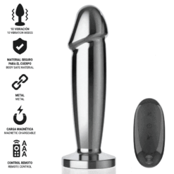 Comprar INTENSE - PLUG ANAL 10 VIBRACIONES METAL EN FORMA DE DILDO CON CONTROL REMOTO S al mejor precio - Envíos Discretos