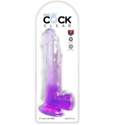 Comprar KING COCK - CLEAR DILDO CON TESTÍCULOS 20.3 CM MORADO al mejor precio - Envíos Discretos