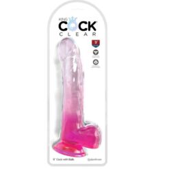 Comprar KING COCK - CLEAR DILDO CON TESTÍCULOS 20.3 CM ROSA al mejor precio - Envíos Discretos