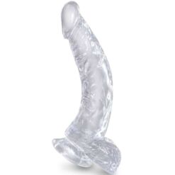 Comprar KING COCK - CLEAR PENE REALÍSTICO CURVADO CON TESTÍCULOS 16.5 CM TRANSPARENTE al mejor precio - Envíos Discretos