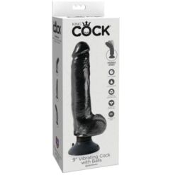 Comprar KING COCK - DILDO VIBRADOR CON TESTÍCULOS 23 CM NEGRO al mejor precio - Envíos Discretos