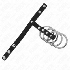 Comprar KINK - 4 ANILLOS PENE METAL 3.8 CM CONECTADOS CON CORREA DE CUERO 22 X 1.5 CM Y CIERRE A PRESIÓN al mejor precio - Envíos Discretos