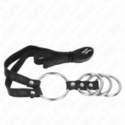 Comprar KINK - 4 ANILLOS PENE METAL CONECTADOS 3.8 CM A 5 CM CON CINTURÓN DE POLIPIEL 112 CM al mejor precio - Envíos Discretos