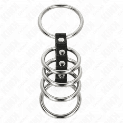 Comprar KINK - 5 ANILLOS PENE 3.7 CM A 5 CM METAL CONECTADOS POR CUERO al mejor precio - Envíos Discretos