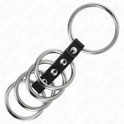 Comprar KINK - 5 ANILLOS PENE 3.7 CM A 5 CM METAL CONECTADOS POR CUERO al mejor precio - Envíos Discretos