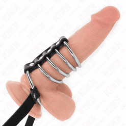 Comprar KINK - 5 ANILLOS PENE 3.8 CM A 5 CM METAL CON CINTURÓN POLIPIEL 112 CM al mejor precio - Envíos Discretos