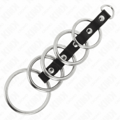 Comprar KINK - 5 ANILLOS PENE METAL 3.2 CM A 5 CM CONECTADOS POR POLIPIEL al mejor precio - Envíos Discretos