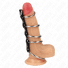 Comprar KINK - 5 ANILLOS PENE METAL 3.2 CM A 5 CM CONECTADOS POR POLIPIEL al mejor precio - Envíos Discretos