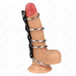 Comprar KINK - 5 ANILLOS PENE METAL 3.2 CM A 5 CM CONECTADOS POR POLIPIEL al mejor precio - Envíos Discretos