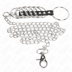 Comprar KINK - 7 ANILLOS PENE METAL 3.8 CM A 5 CM CONECTADOS CON POLIPIEL Y CADENA METAL 100 CM al mejor precio - Envíos Discretos
