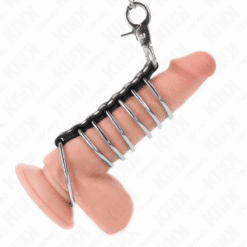 Comprar KINK - 7 ANILLOS PENE METAL 3.8 CM A 5 CM CONECTADOS CON POLIPIEL Y CADENA METAL 100 CM al mejor precio - Envíos Discretos