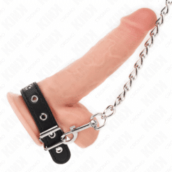 Comprar KINK - ANILLO PENE CUERO 21.5 X 2 CM CON CADENA METAL 60 CM Y CORREA DE CUERO al mejor precio - Envíos Discretos