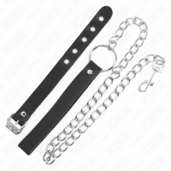 Comprar KINK - ANILLO PENE CUERO CON CORREA 21.5 X 2 CM Y CADENA METAL 60 CM al mejor precio - Envíos Discretos