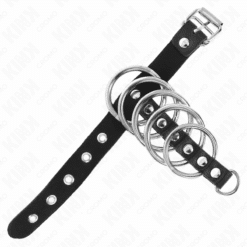 Comprar KINK - ANILLO PENE CUERO CORREA CON CERRADURA 21 X 2 CM Y 5 ANILLOS METAL DE 3 CM A 4 CM al mejor precio - Envíos Discretos