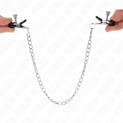 Comprar KINK - PINZAS PARA PEZONES PLANAS NEGRO CON CADENA PLATEADO 34 CM al mejor precio - Envíos Discretos