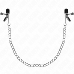 Comprar KINK - PINZAS PARA PEZONES PLANAS NEGRO CON CADENA PLATEADO 34 CM al mejor precio - Envíos Discretos