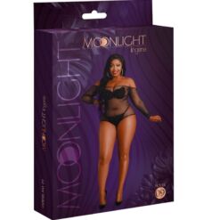 Comprar MOONLIGHT - MODELO 9 BODY MANGA LARGA NEGRO BRILLANTE TALLA ÚNICA / PLUS SIZE al mejor precio - Envíos Discretos