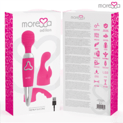 Comprar MORESSA - ODILON WAND POTENTE MOTOR MAS DOS CABEZALES PREMIUM SILICONE RECARGABLE al mejor precio - Envíos Discretos