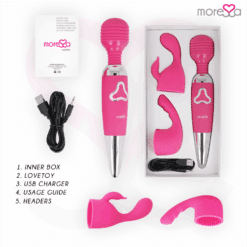 Comprar MORESSA - ODILON WAND POTENTE MOTOR MAS DOS CABEZALES PREMIUM SILICONE RECARGABLE al mejor precio - Envíos Discretos
