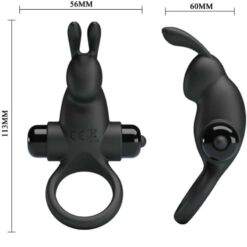 Comprar PRETTY LOVE - ANILLO VIBRADOR + ESTIMULADOR RABBIT CLÍTORIS 10 VIBRACIONES NEGRO al mejor precio - Envíos Discretos