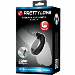 Comprar PRETTY LOVE - DAHLIA ANILLO VIBRADOR + ESTIMULADOR DE CLÍTOIS 12 VIBRACIONES NEGRO al mejor precio - Envíos Discretos