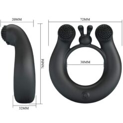 Comprar PRETTY LOVE - DAHLIA ANILLO VIBRADOR + ESTIMULADOR DE CLÍTOIS 12 VIBRACIONES NEGRO al mejor precio - Envíos Discretos