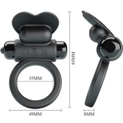 Comprar PRETTY LOVE - DEBONAIRE ANILLO VIBRADOR CONEJO 10 VIBRACIONES NEGRO al mejor precio - Envíos Discretos