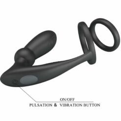Comprar PRETTY LOVE - EMONI ANILLO PENE + PLUG ANAL 12 VIBRACIONES NEGRO al mejor precio - Envíos Discretos