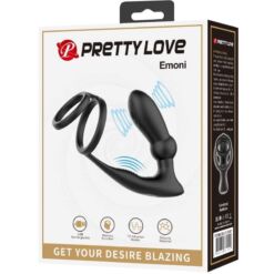 Comprar PRETTY LOVE - EMONI ANILLO PENE + PLUG ANAL 12 VIBRACIONES NEGRO al mejor precio - Envíos Discretos