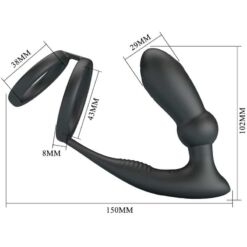 Comprar PRETTY LOVE - EMONI ANILLO PENE + PLUG ANAL 12 VIBRACIONES NEGRO al mejor precio - Envíos Discretos
