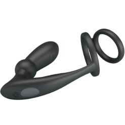 Comprar PRETTY LOVE - EMONI ANILLO PENE + PLUG ANAL 12 VIBRACIONES NEGRO al mejor precio - Envíos Discretos